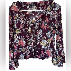 American Eagle Outfitters Burgundy Floral Blouse